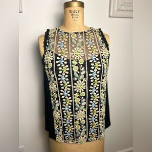 Anthropologie women’s sleeveless blouse with embroidery size small